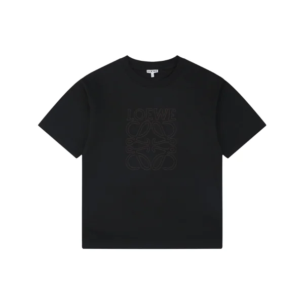 Loewe Openwork Embroidered Anagram Logo T-Shirt Black Front view