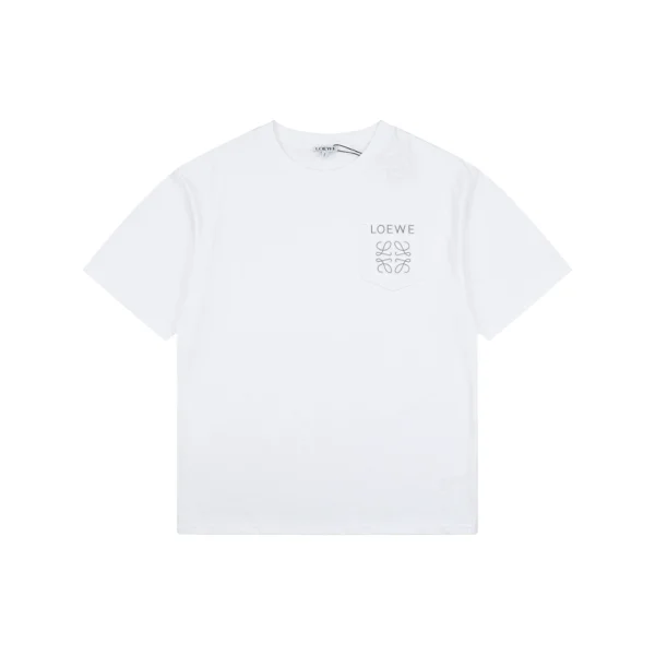 Loewe Reflective Embossed Anagram Pocket T-Shirt White Front view