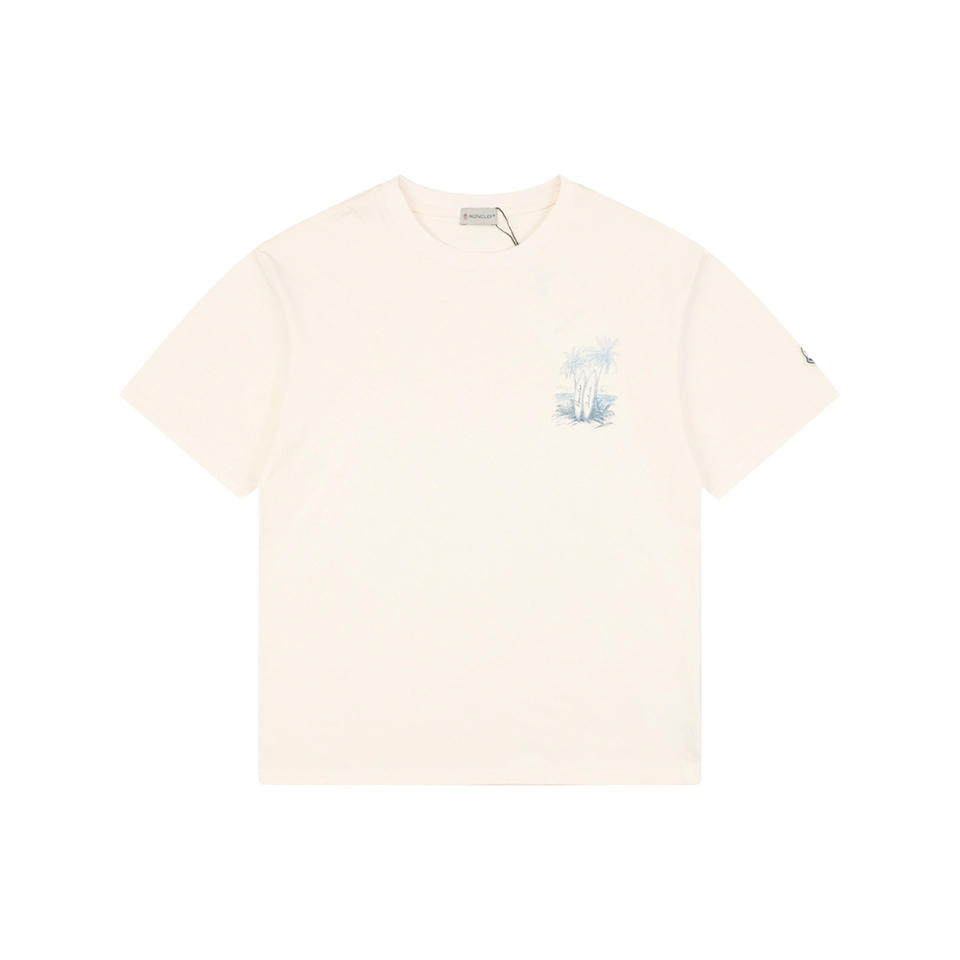 Moncler Tropical Island Graphic T-Shirt Beige Front view