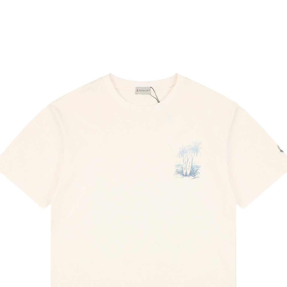 Moncler Tropical Island Graphic T-Shirt Beige
