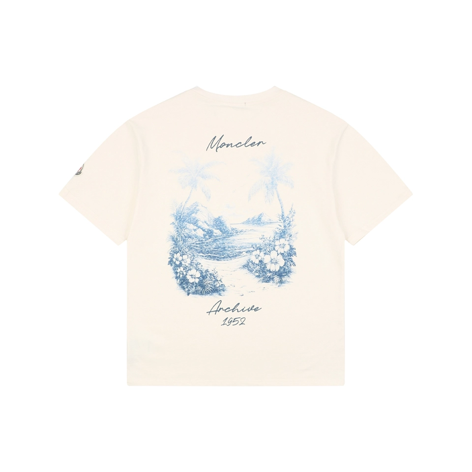 Moncler Tropical Island Graphic T-Shirt Beige Back view