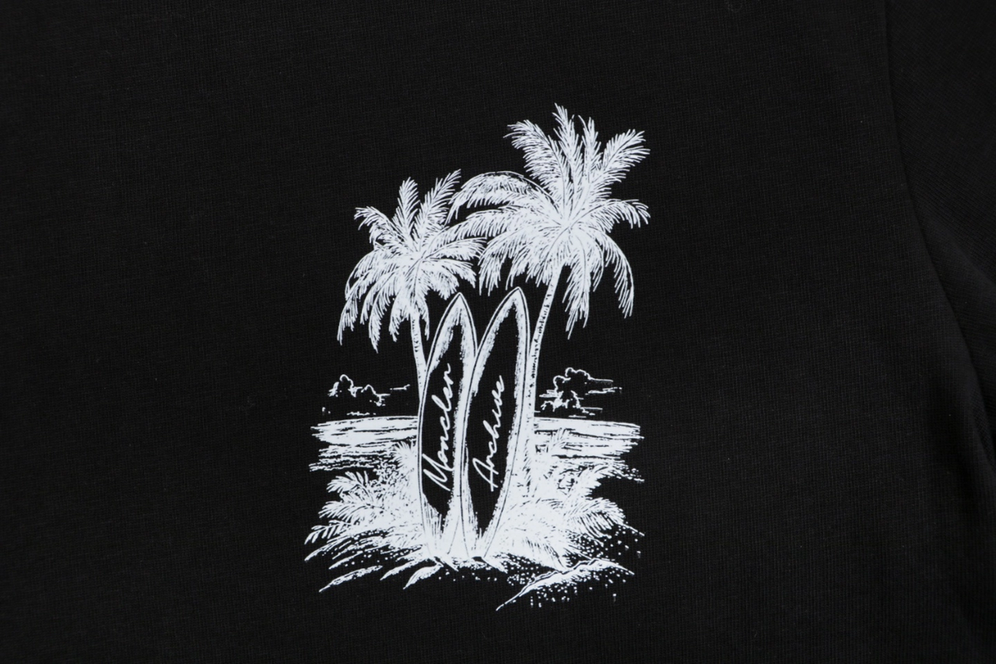 Moncler Tropical Island Graphic T-Shirt Black Front Print
