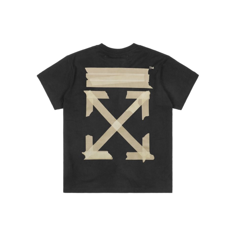 OFF-WHITE Yellow Tape Arrows Print T-Shirt Black Back view