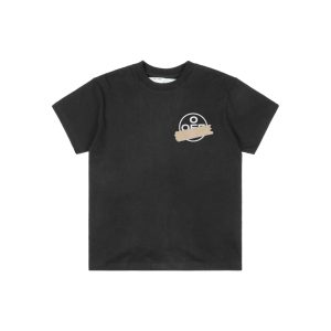OFF-WHITE Yellow Tape Arrows Print T-Shirt Black Front view