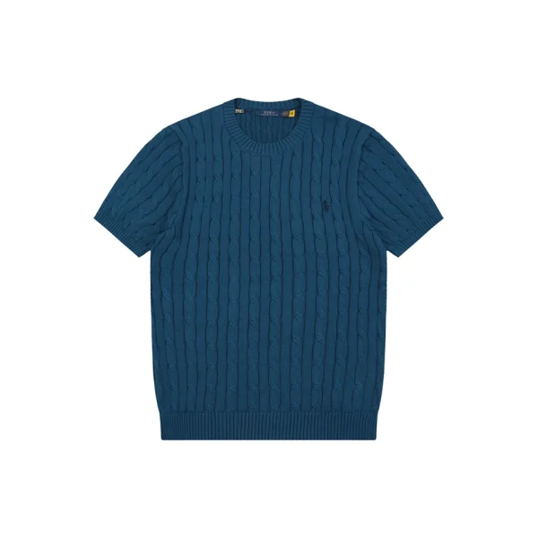 Ralph Lauren Cable Knit Pony T-Shirt Blue Front view