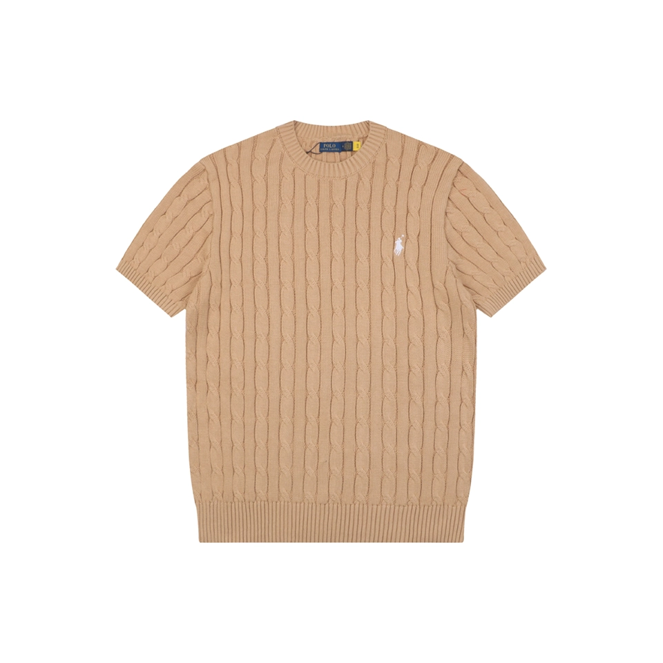 Ralph Lauren Cable Knit Pony T-Shirt Brown Front view