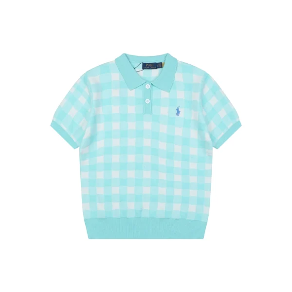 Ralph Lauren Gingham Pony Jacquard Polo T-Shirt Green Front view