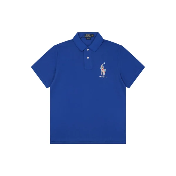 Ralph Lauren Multicolor Pony Embroidered Polo T-Shirt Blue Front view