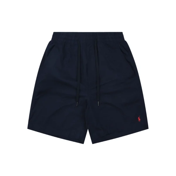 Ralph Lauren Pony Logo Linen Drawstring Shorts Navy Front view