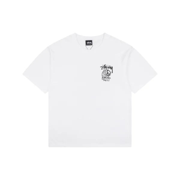 Stussy Graffiti Peace Sign Print T-Shirt White Front view