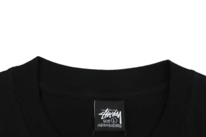Stussy Graffiti Peace Sign Print T-Shirt Black Collar