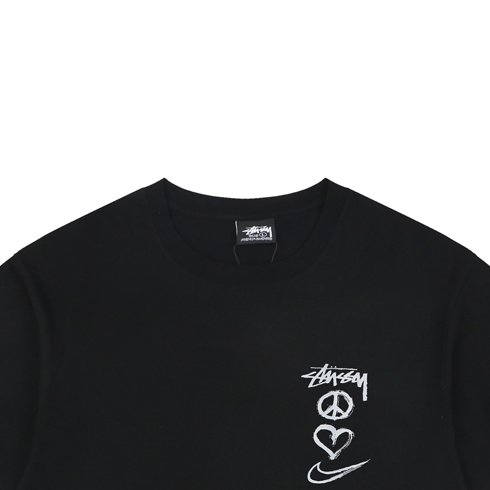 Stussy Graffiti Peace Symbol Graphic T-Shirt Black