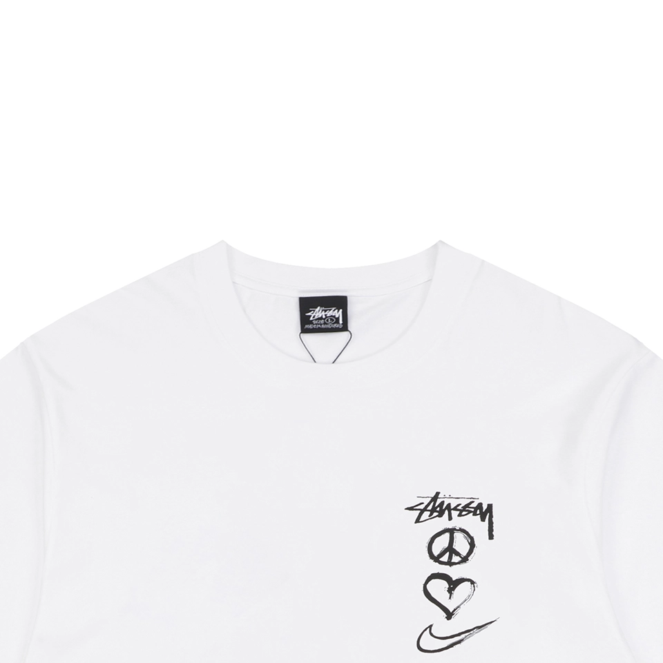 Stussy Graffiti Peace Symbol Graphic T-Shirt White