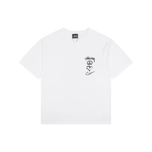 Stussy Graffiti Peace Symbol Graphic T-Shirt White Front view
