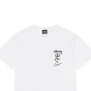 Stussy Graffiti Peace Symbol Graphic T-Shirt White