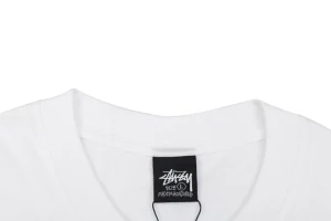 Stussy Graffiti Peace Symbol Graphic T-Shirt White Collar