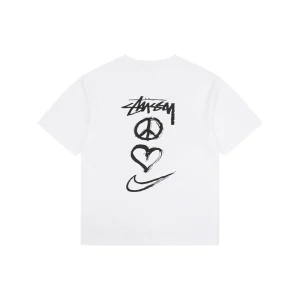 Stussy Graffiti Peace Symbol Graphic T-Shirt White Back view