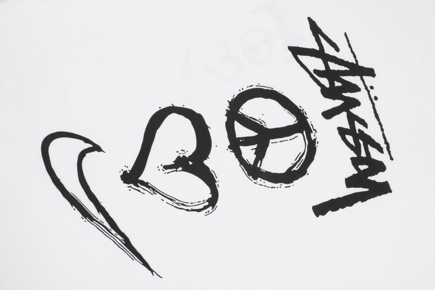 Stussy Graffiti Peace Symbol Graphic T-Shirt White Print
