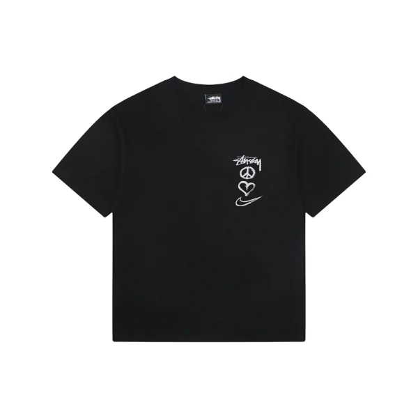 Stussy Graffiti Peace Symbol Graphic T-Shirt Black Front view