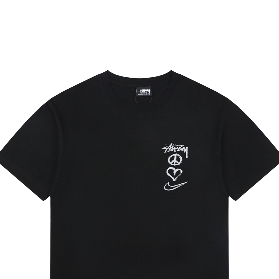 Stussy Graffiti Peace Symbol Graphic T-Shirt Black