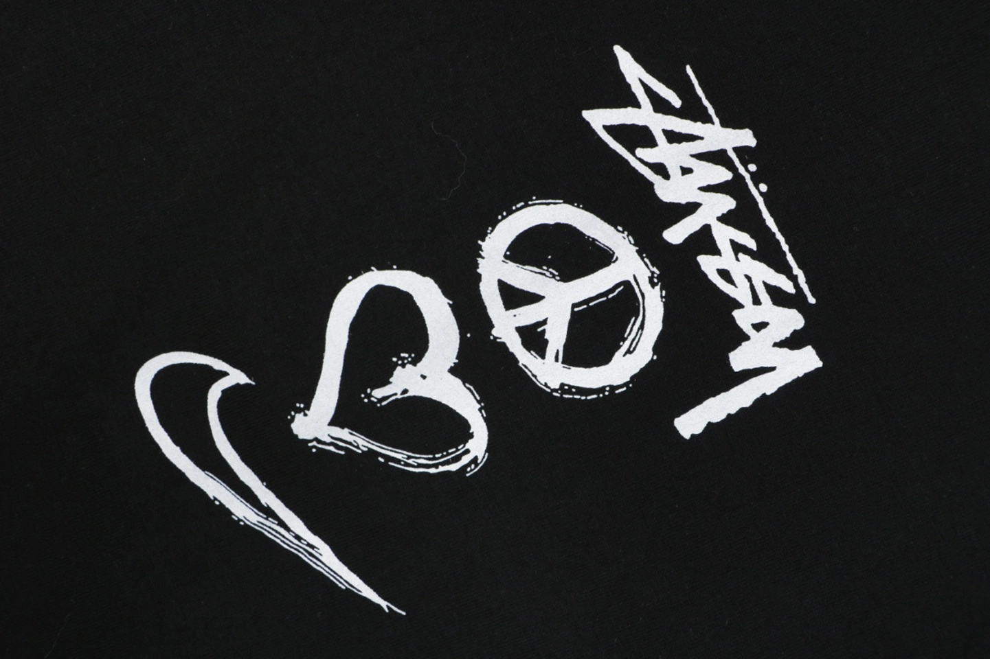 Stussy Graffiti Peace Symbol Graphic T-Shirt Black Print