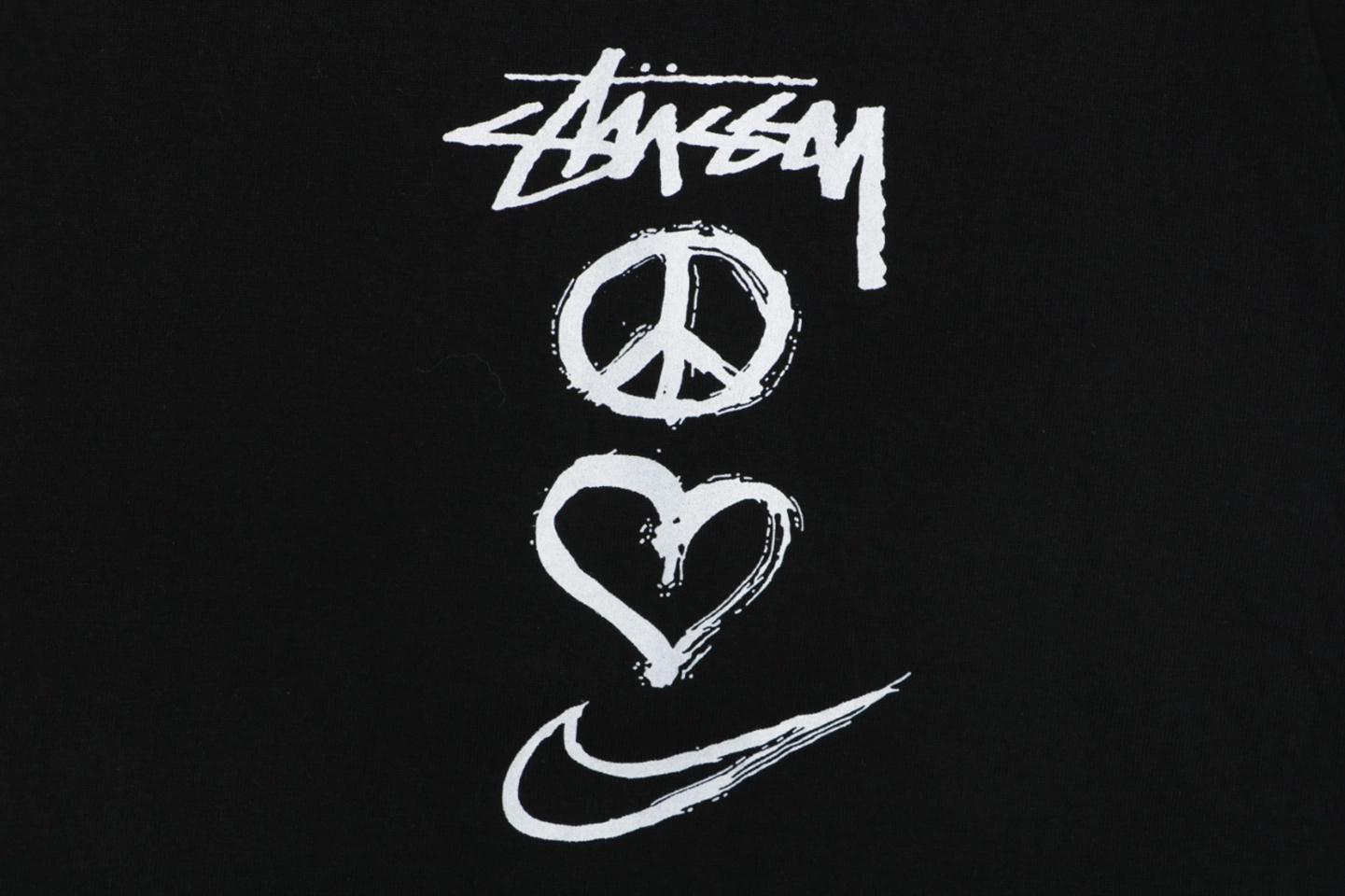 Stussy Graffiti Peace Symbol Graphic T-Shirt Black Print