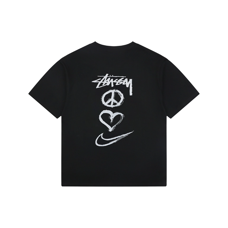 Stussy Graffiti Peace Symbol Graphic T-Shirt Black Back view