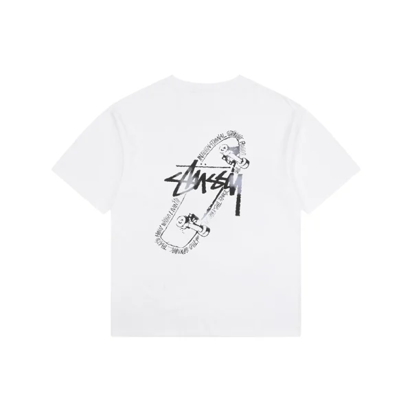 Stussy Graffiti Skateboard Print T-Shirt White Back view