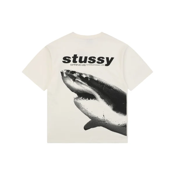 Stussy Halftone Shark Graphic T-Shirt White Front view