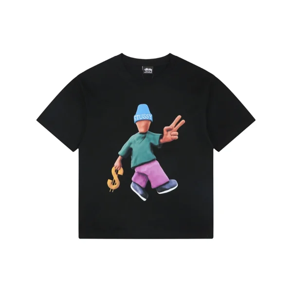Stussy Peace & Prosperity Doll Graphic T-Shirt Black Front view