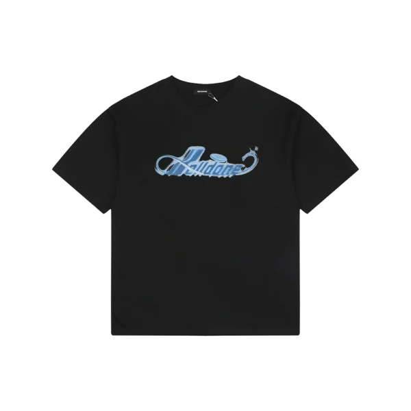 We11done Airbrush Script Logo T-Shirt Black Front view