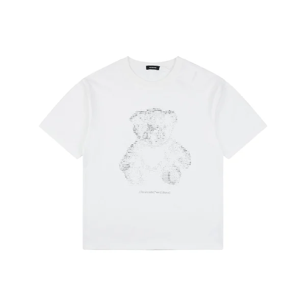 We11done Letter Outline Bear Graphic T-Shirt White Front view