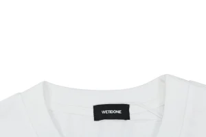 We11done Letter Outline Bear Graphic T-Shirt White Collar