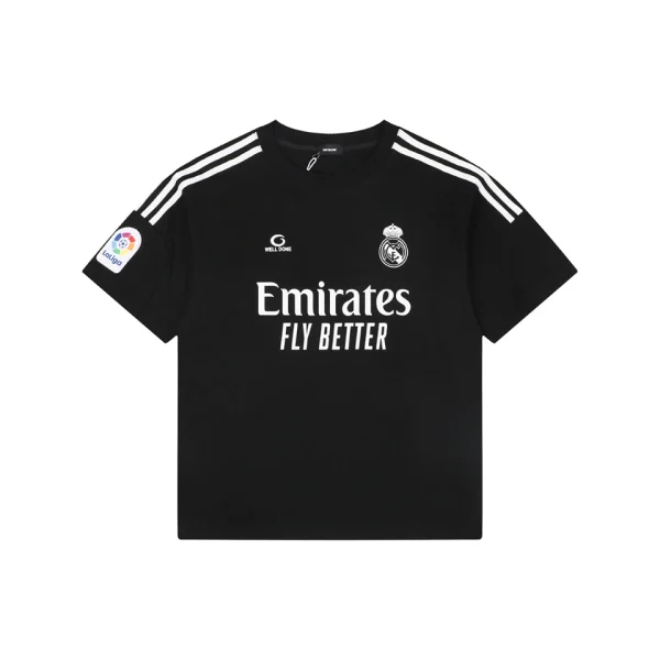 We11done Real Madrid Inspired Graphic T-Shirt Black Front view