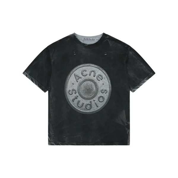 Acne Studios Button Graphic Distressed T-Shirt Front view