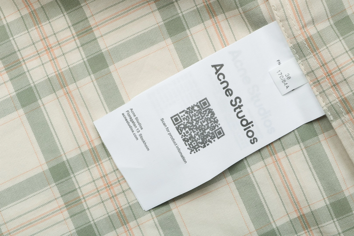 Acne Studios Checked Hooded Jacket Beige Wash label
