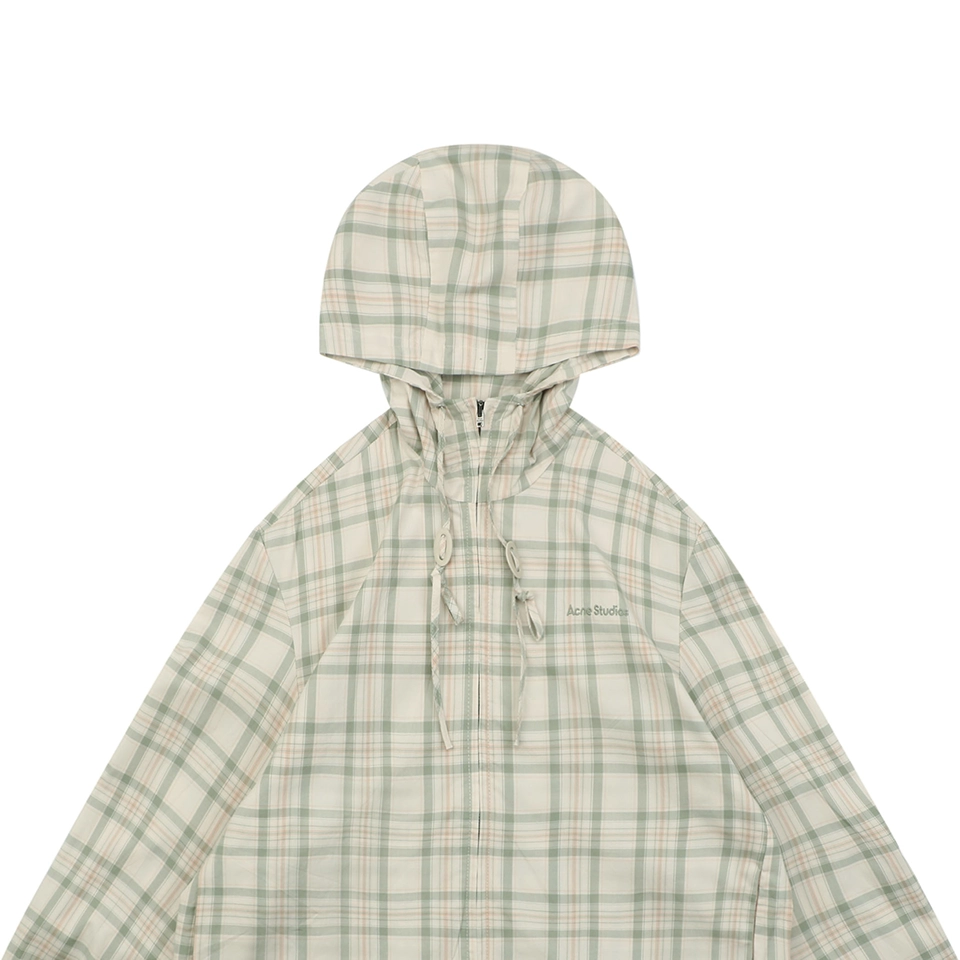 Acne Studios Checked Hooded Jacket Beige