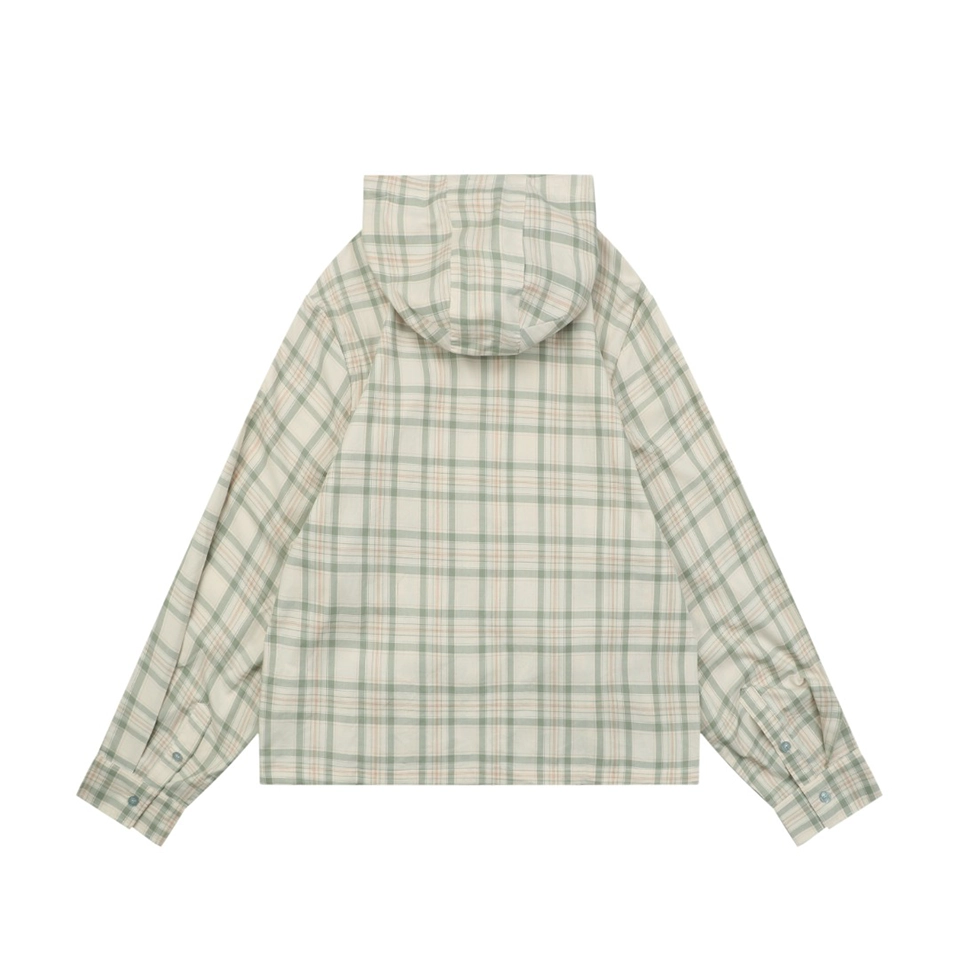 Acne Studios Checked Hooded Jacket Beige Back view