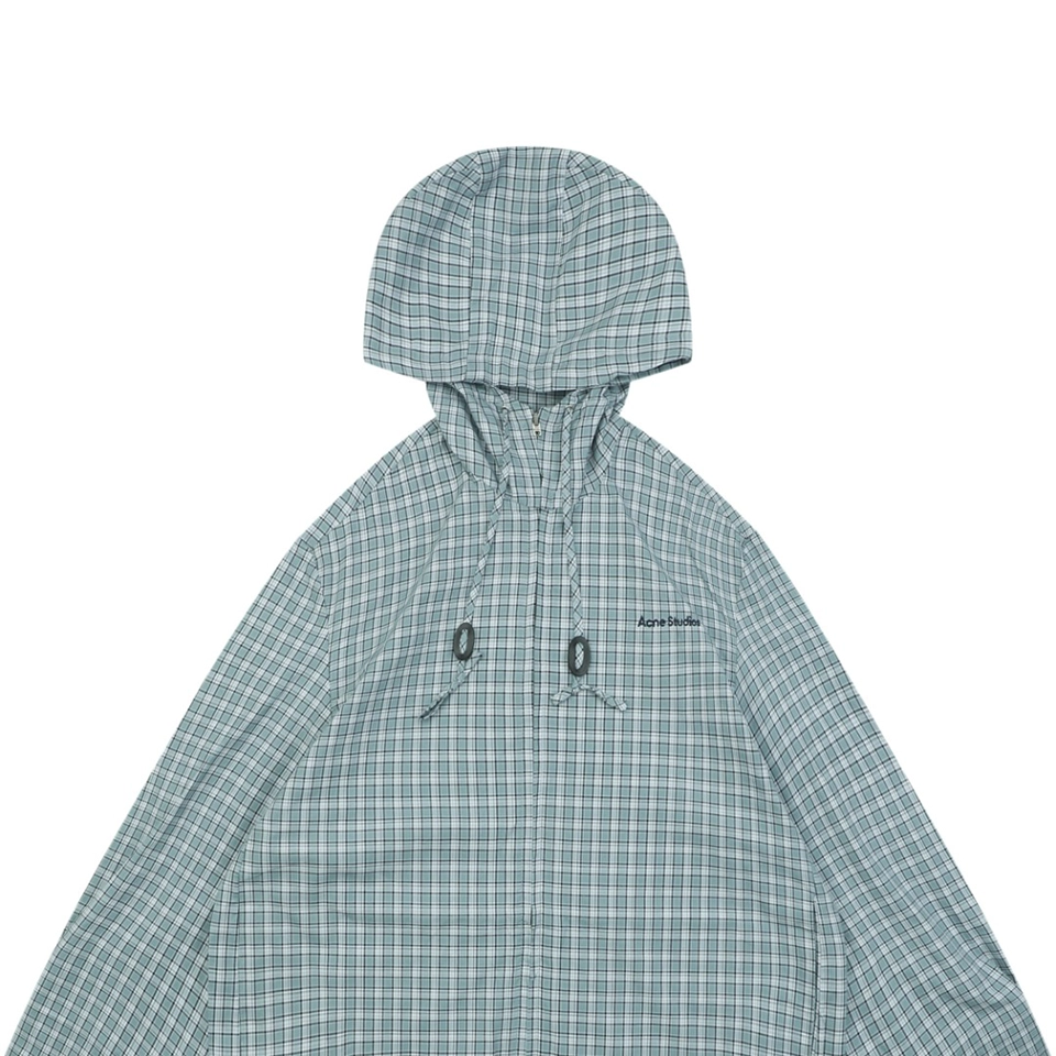Acne Studios Checked Hooded Jacket Green