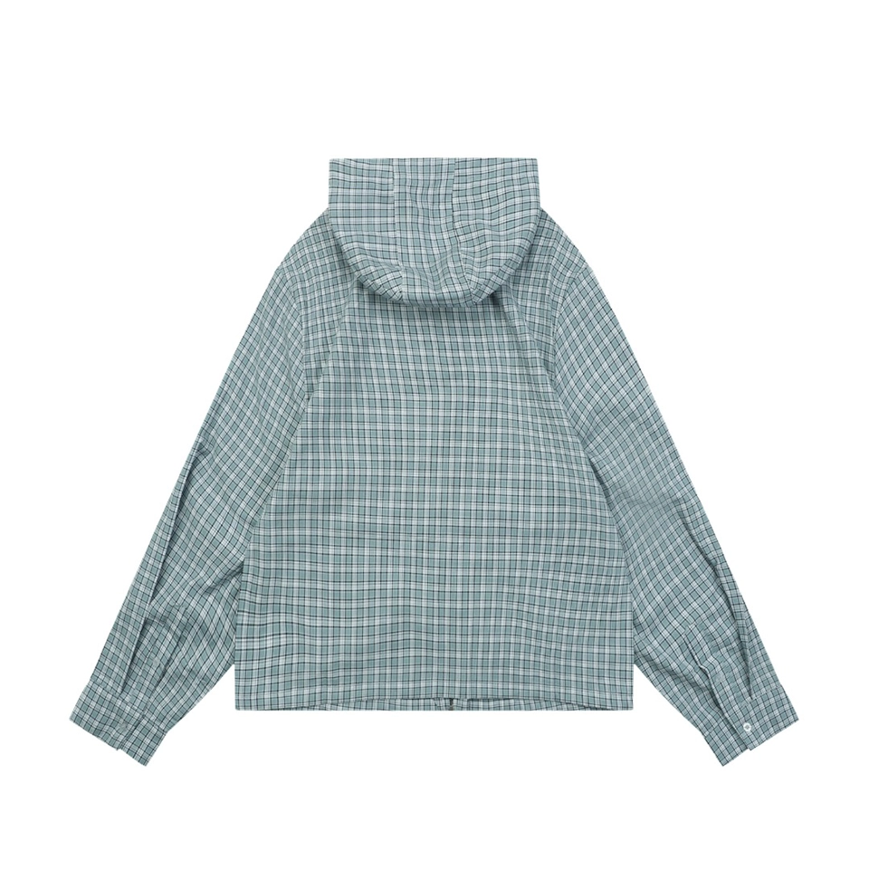 Acne Studios Checked Hooded Jacket Green Back view