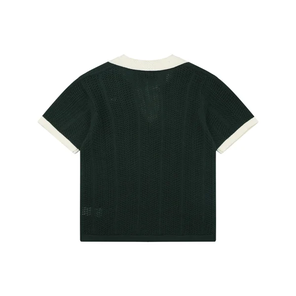 Adidas Originals Open-Knit V-Neck Polo Shirt Back view