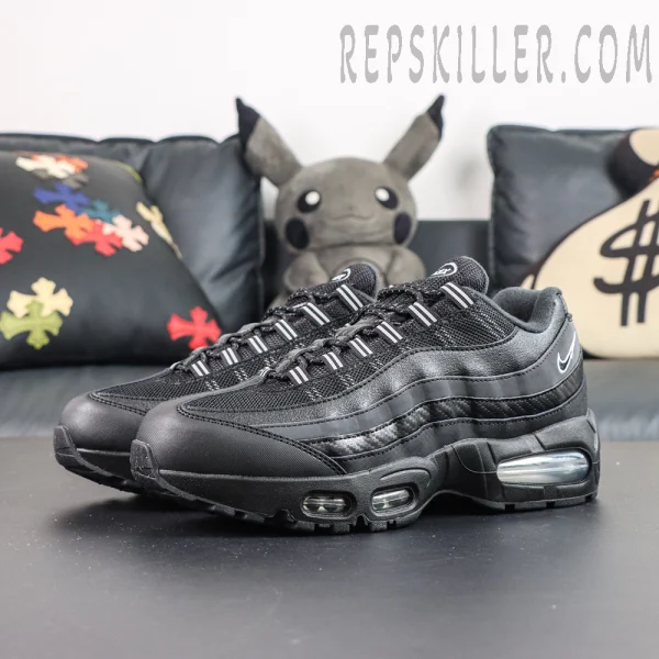 Nike Air Max 95 Big Bubble Black Carbon rear side view featuring classic Air Max heel cushioning and Nike Swoosh logo