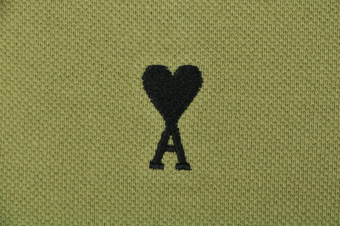 Ami Black Heart Embroidered Polo T-Shirt Green Brand