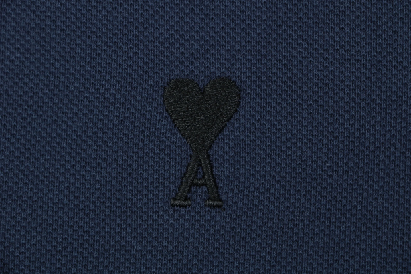 Ami Black Heart Embroidered Polo T-Shirt Navy Brand
