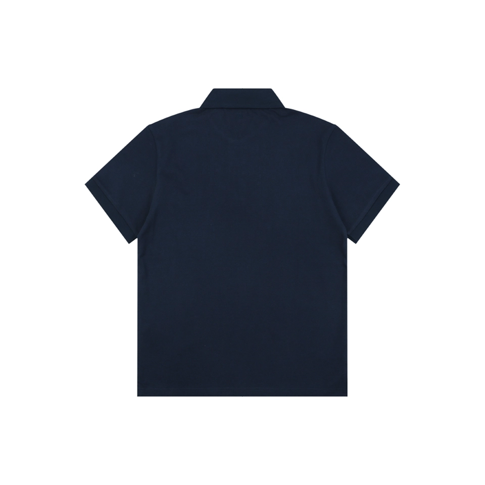 Ami Black Heart Embroidered Polo T-Shirt Navy Back view
