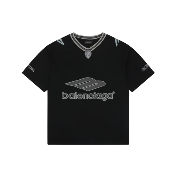 Balenciaga Football Logo Jersey T-Shirt Grey Front view