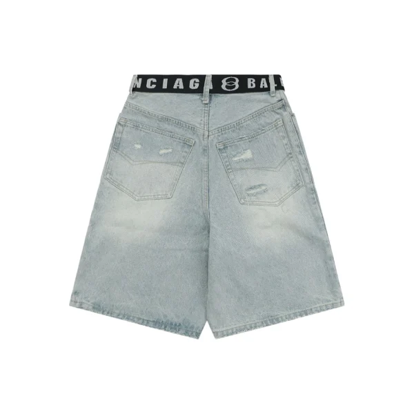 Balenciaga Logo Belt Denim Bermuda Shorts Back view