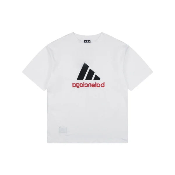 Balenciaga Paris Triple Stripe Reversible T-Shirt - White Front side Front view