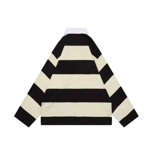 Balenciaga Wheat Double-B Striped Polo Shirt Back view
