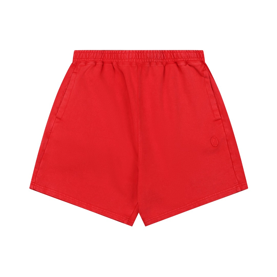 Bape Ape Head Embroidered Logo Sweat Shorts Red Front view
